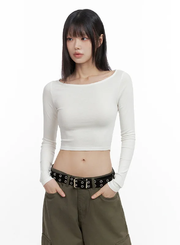 Long-Sleeve Slim Crop Top IO430