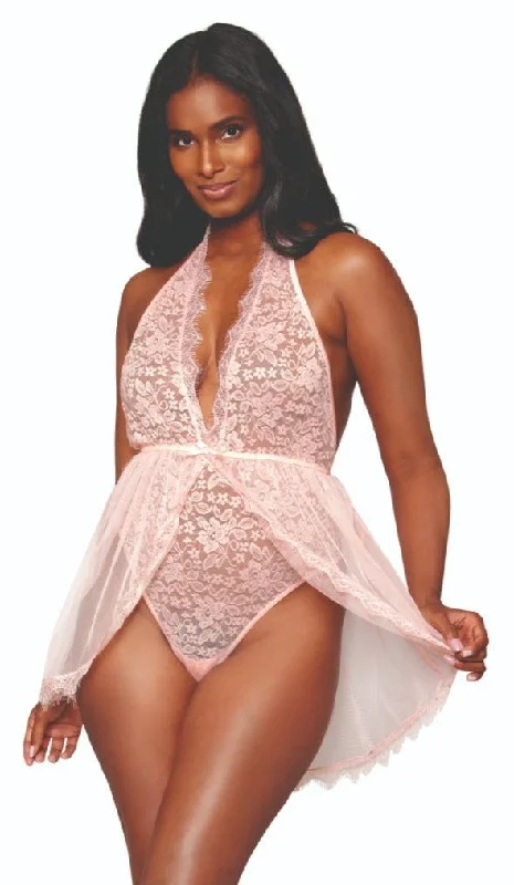 Exclusive Plunge Lace Teddy Featuring Flyaway Skirt