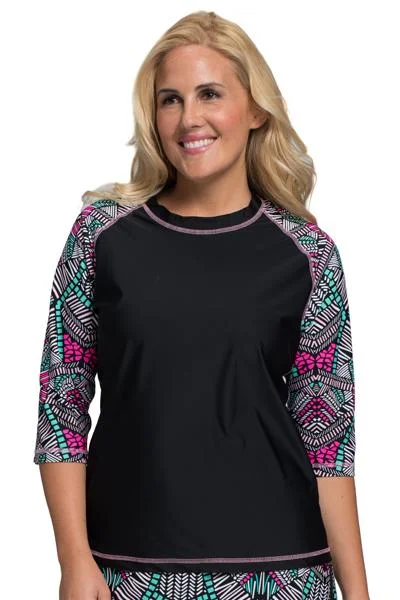 Baseball Babe Inspired Long 3/4 Sleeve Rash Guard Swim Shirt