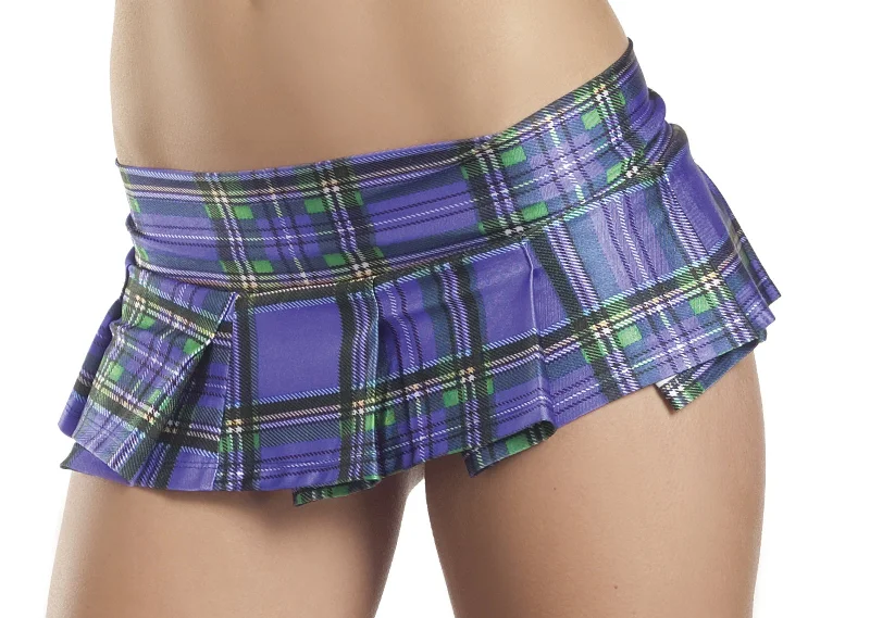 Plum Plaid Pleated Mini Skirt - Medium/ Large