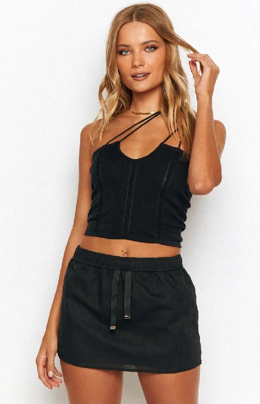 Chloe Black Knit Crop Top