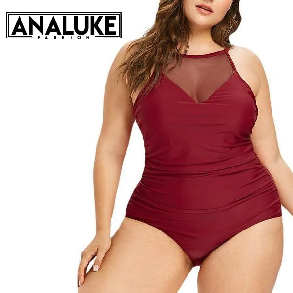 Plus Size Mesh Swimsuit