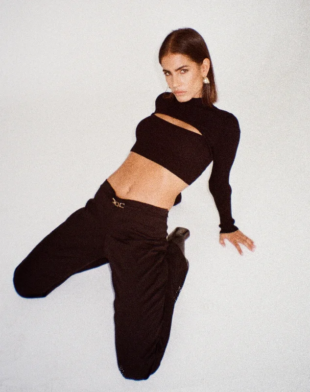 Tronis Crop Top in Rib Black