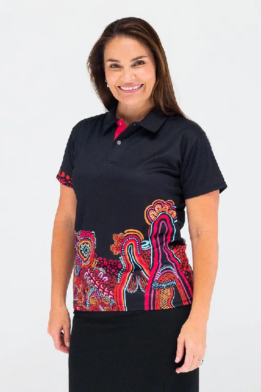 Knowledge Holders UPF50+ Black Bamboo Essence Women's Fitted Polo Shirt