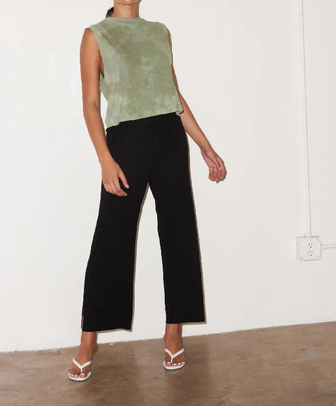 Women's Tight Trousers with Mesh Panels in Black for a Sexy and Modern AppearanceCore Ribbed Kismet Pant In Black