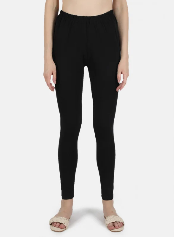 Women's Tight Trousers with Rhinestone Embellishments in Silver for a Sparkly LookWomen Black Plain Legging