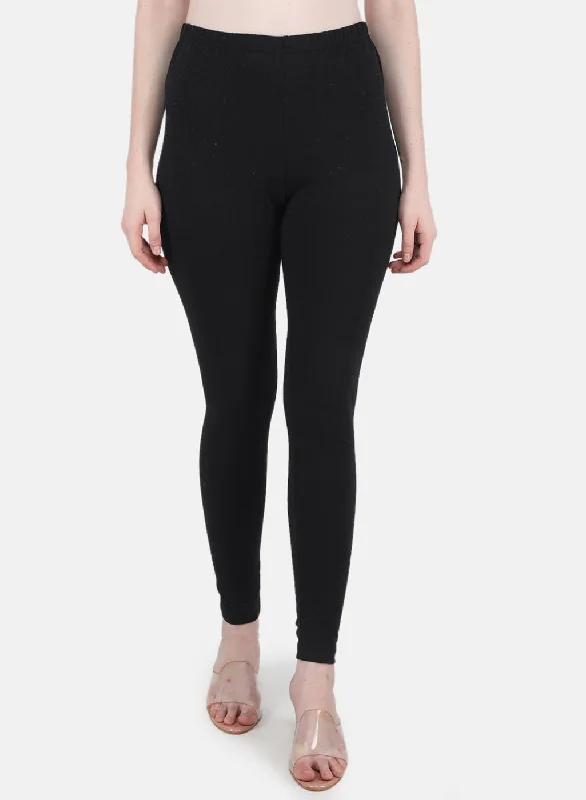 Women's Tight Trousers with Mesh Panels in Black for a Sexy and Modern AppearanceWomen Black Solid Legging