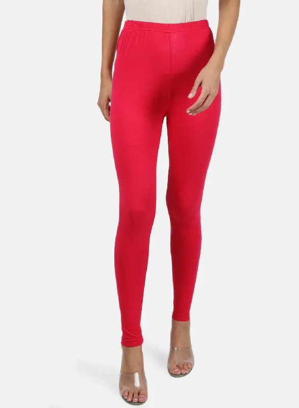 Women's Faux Leather Tight Trousers with Studded Details in Brown for an Edgy StyleWomens Red Plain Legging