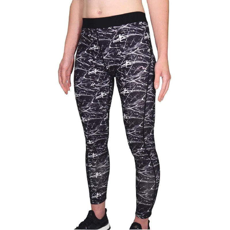 Plus Size Women's Printed Tight Trousers in Floral Patterns for a Spring - Inspired OutfitMore Mile Go For It Printed Womens Long Running Tights - Black