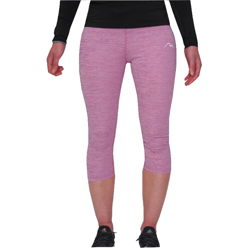 Women's Tight Trousers with Mesh Panels in Black for a Sexy and Modern AppearanceMore Mile Heather Womens 3/4 Capri Running Tights - Pink