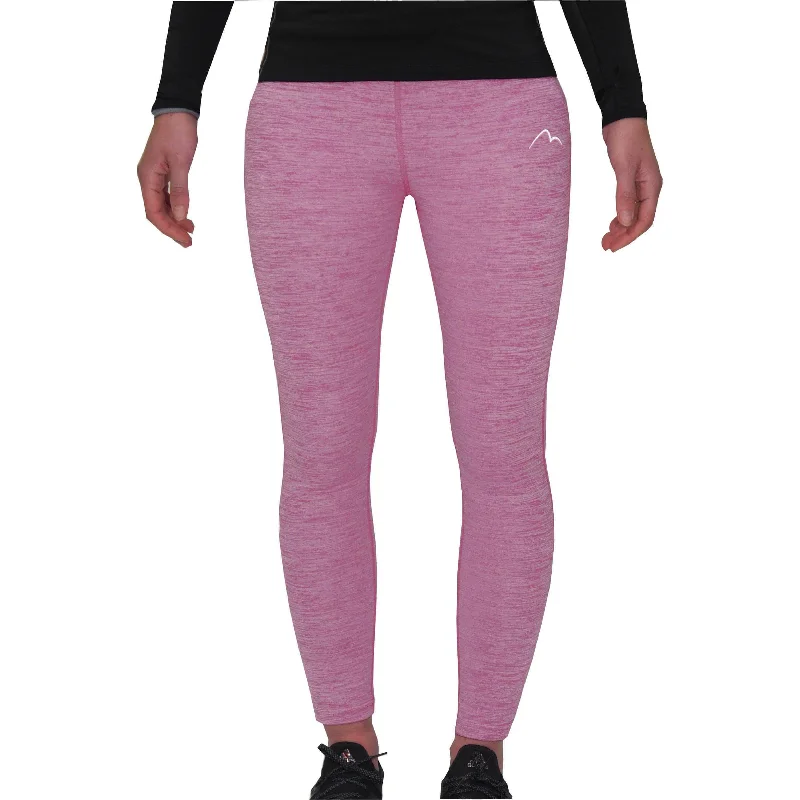 Women's Seamless Compression Tight Trousers in Gray for Fitness and Yoga SessionsMore Mile Heather Womens Long Running Tights - Pink