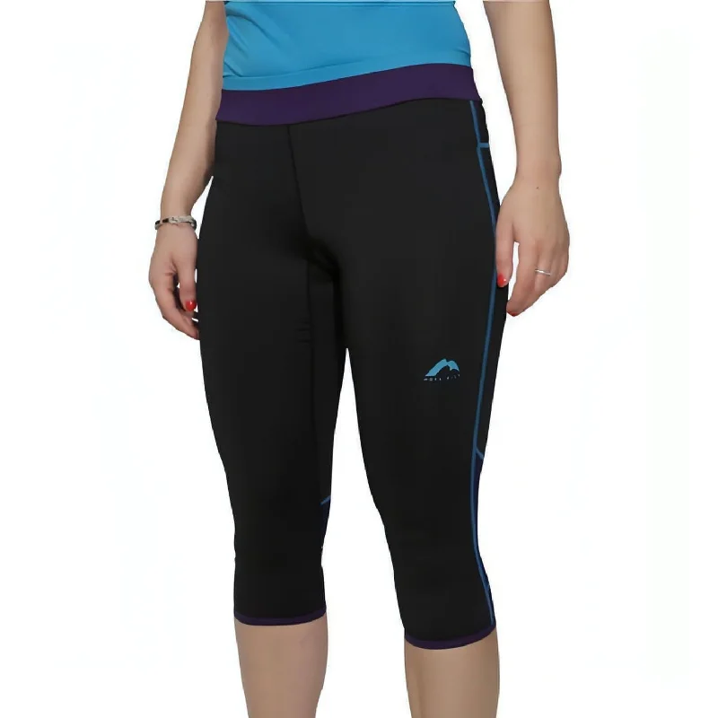 Women's Fleece - Lined Tight Trousers in Dark Blue for Warmth in Cold WeatherMore Mile Prime Womens 3/4 Capri Running Tights - Black