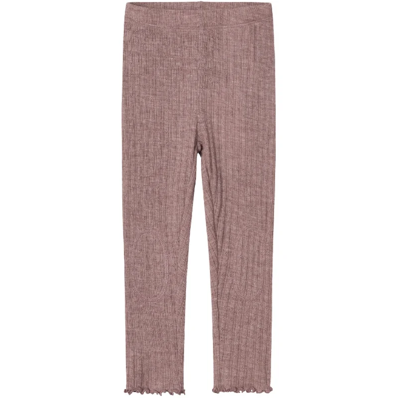 Plus Size Women's Embroidered Tight Trousers in White for a Feminine and Elegant StyleName It Purple Dove Wossa Uld/Silke Rib Leggings