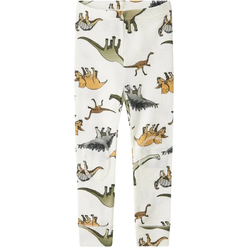 Women's Tight Trousers with Elastic Waistband in Black for Easy and Comfortable WearName It Snow White AOP Willitus Uld Long Johns Noos