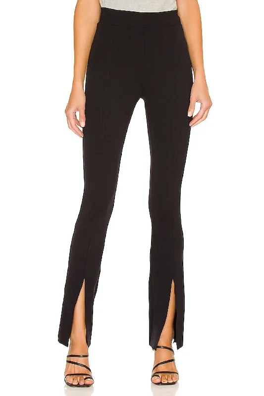 Plus Size Women's Stretch Cotton Tight Trousers in Navy for Comfortable Everyday WearNeoprene Split Front Pants In Black