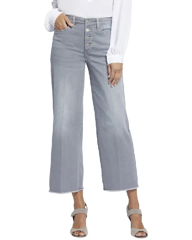 Women's Tight Trousers with Rhinestone Embellishments in Silver for a Sparkly LookNYDJ Teresa Rock Sand Wide Leg Jean