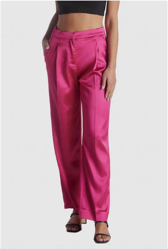 Plus Size Women's Corduroy Tight Trousers in Olive Green for a Retro and Cozy VibeRowe Pant In Fuchsia