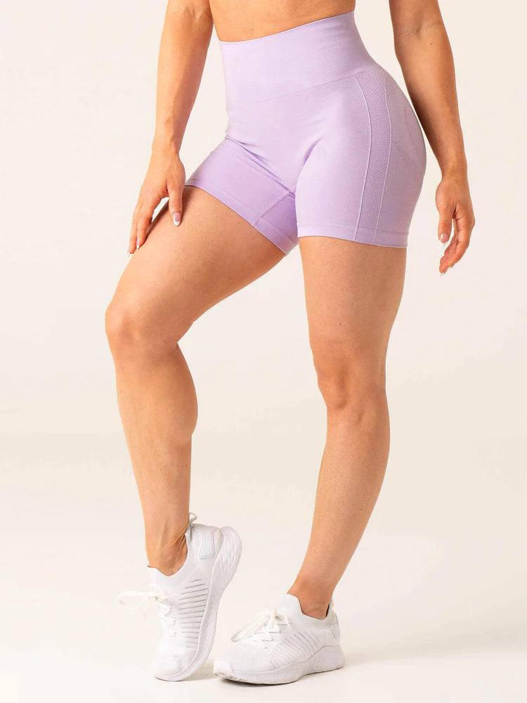 Women's Tight Trousers with Mesh Panels in Black for a Sexy and Modern AppearanceRyderwear | Evolve Scrunch Seamless Shorts - Lavender Marl