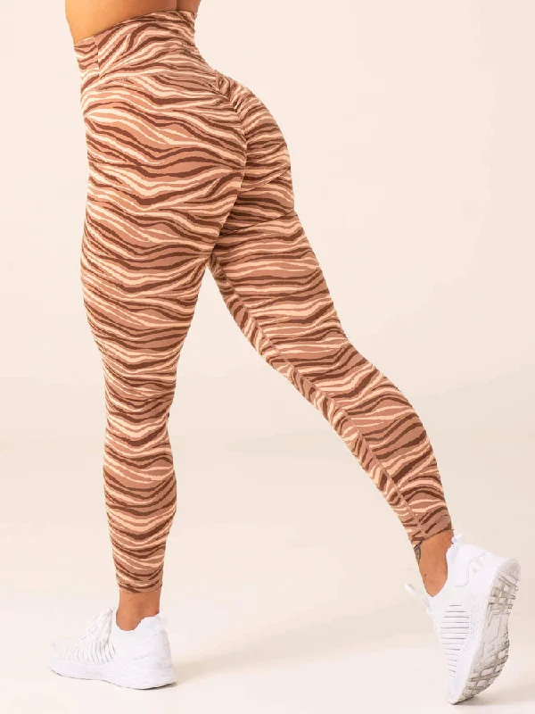 Plus Size Women's Sheer Tight Trousers in Nude for a Subtle and Stylish StatementRyderwear | Unstoppable High Waisted Scrunch Leggings - Mocha Zebra