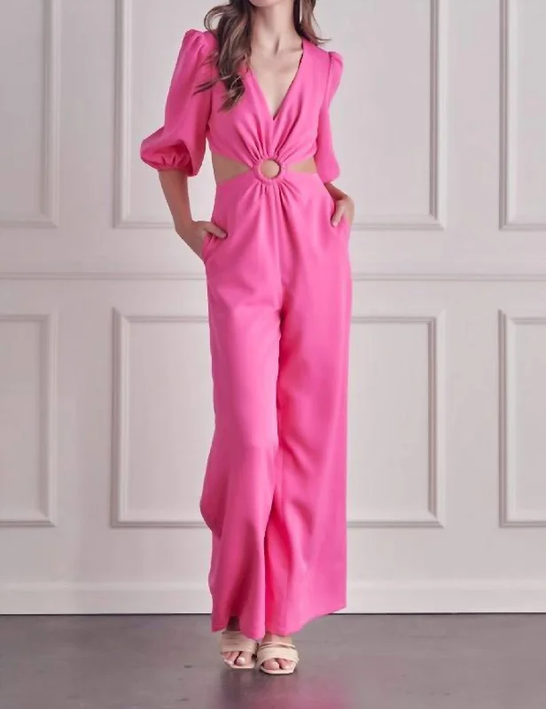 Plus Size Women's Plaid Tight Trousers in Multicolor for a Stylish and Classic LookWildest Dreams O'ring Cut Out Jumpsuit In Pink