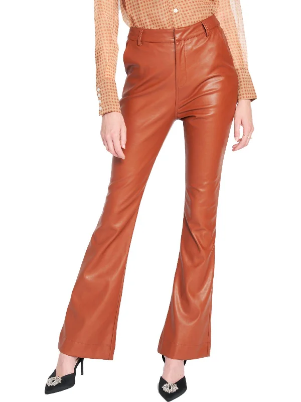 Womens Faux Leather Embossed Flared Pants