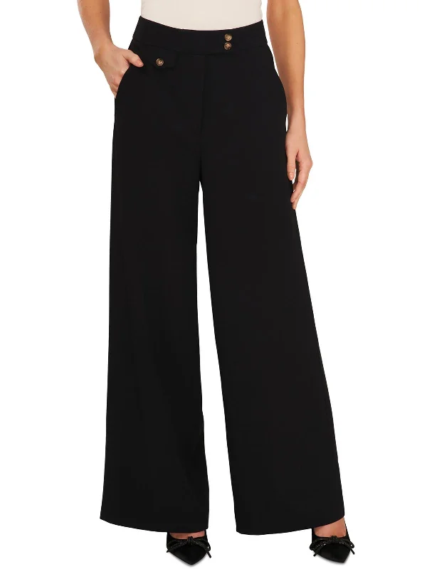 Womens Wide Legs Flat Front Trouser Pants