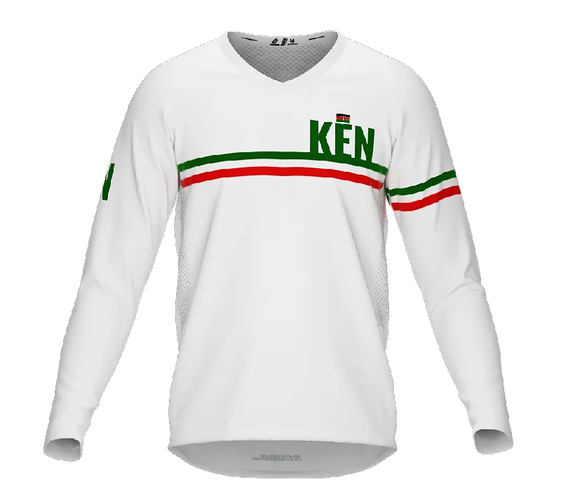 MTB BMX Cycling Jersey Long Sleeve Code Kenya White for Men and Women