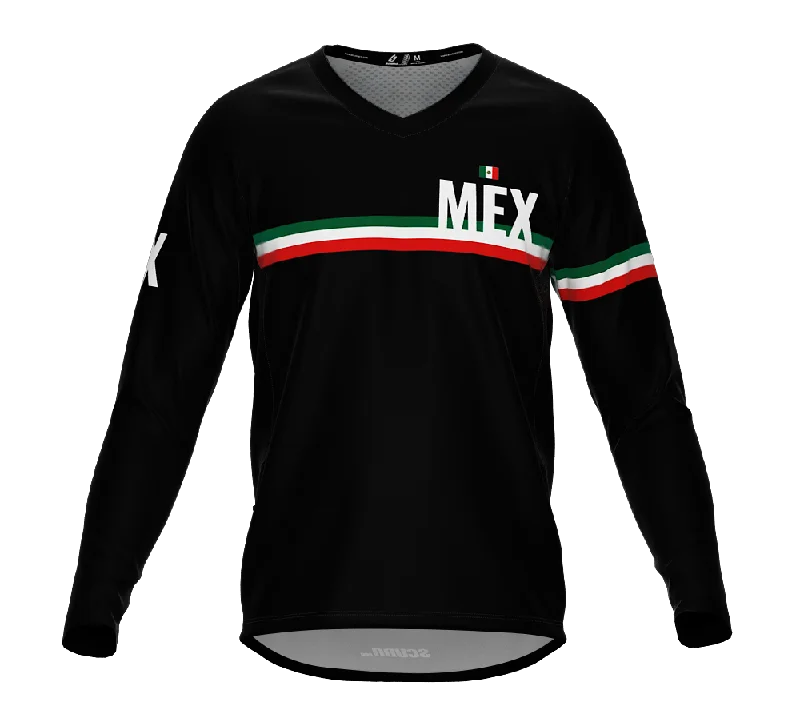 MTB BMX Cycling Jersey Long Sleeve Code Mexico Black for Men and Women