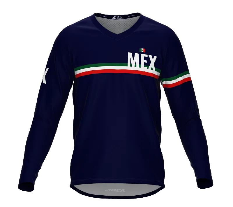 MTB BMX Cycling Jersey Long Sleeve Code Mexico Blue for Men and Women