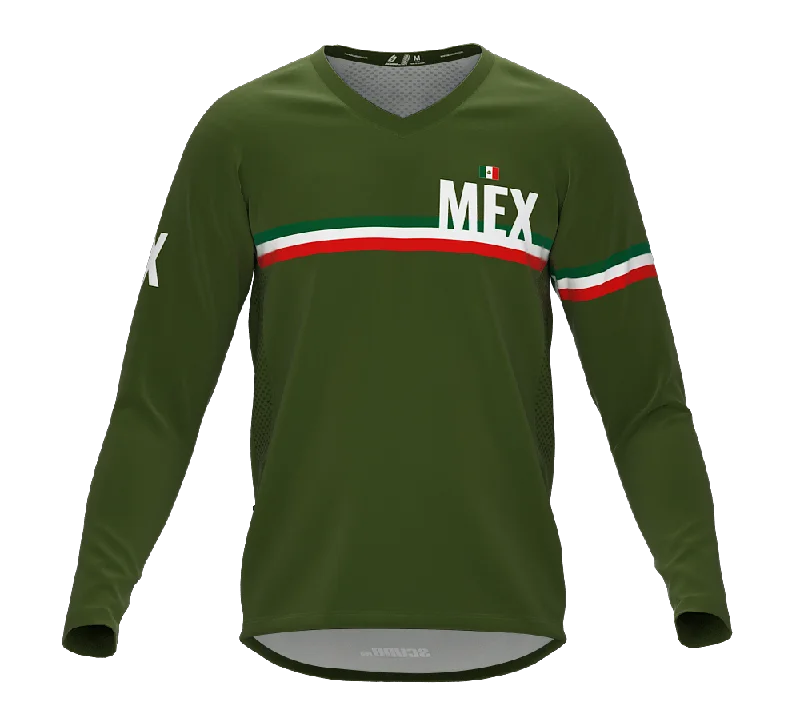 MTB BMX Cycling Jersey Long Sleeve Code Mexico Green for Men and Women