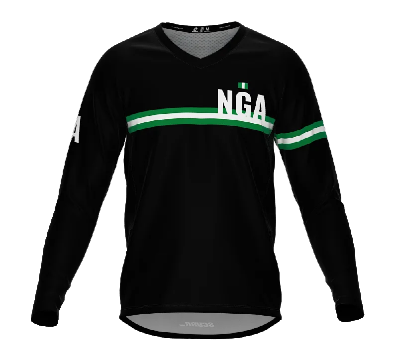 MTB BMX Cycling Jersey Long Sleeve Code Nigeria Black for Men and Women