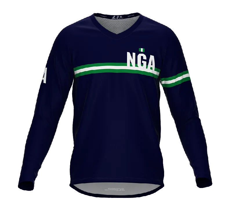 MTB BMX Cycling Jersey Long Sleeve Code Nigeria Blue for Men and Women