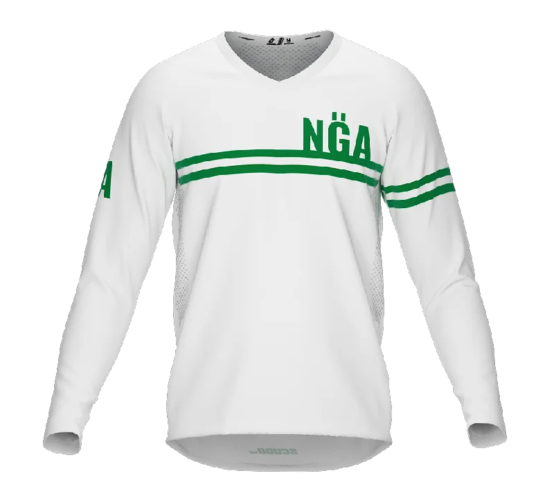 MTB BMX Cycling Jersey Long Sleeve Code Nigeria White for Men and Women