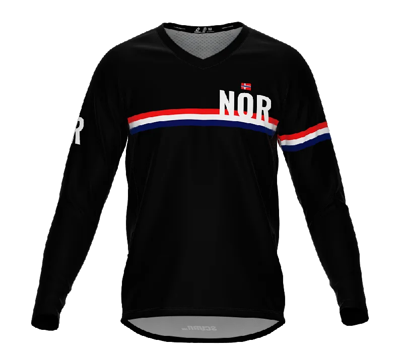 MTB BMX Cycling Jersey Long Sleeve Code Norway Black for Men and Women