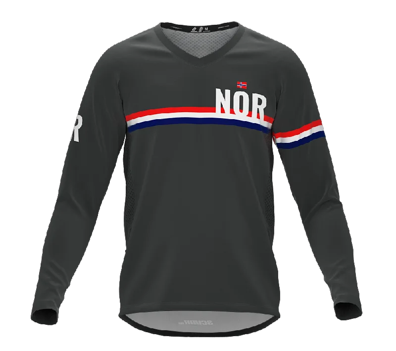 MTB BMX Cycling Jersey Long Sleeve Code Norway Gray for Men and Women