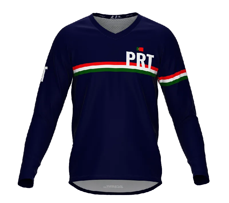 MTB BMX Cycling Jersey Long Sleeve Code Portugal Blue for Men and Women