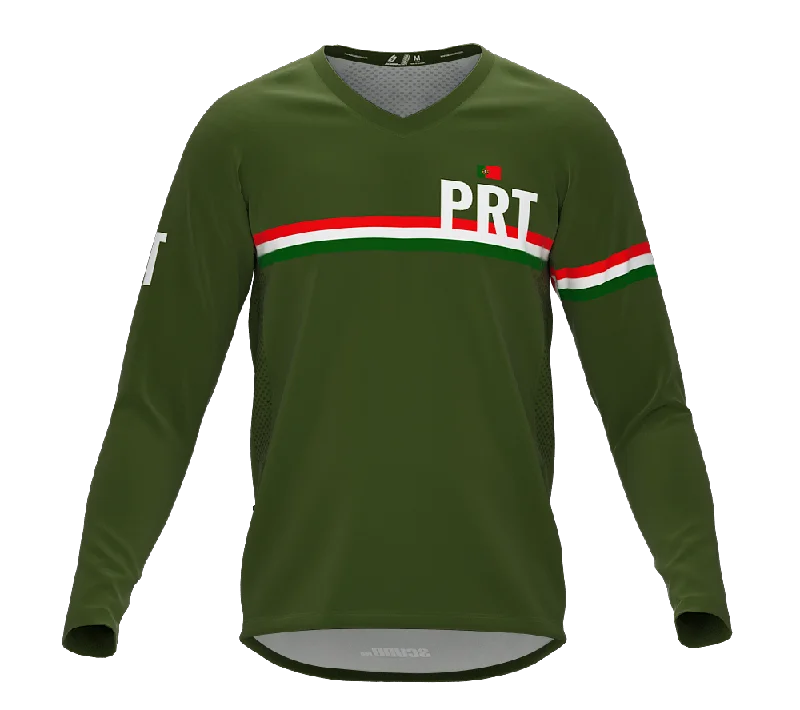 MTB BMX Cycling Jersey Long Sleeve Code Portugal Green for Men and Women