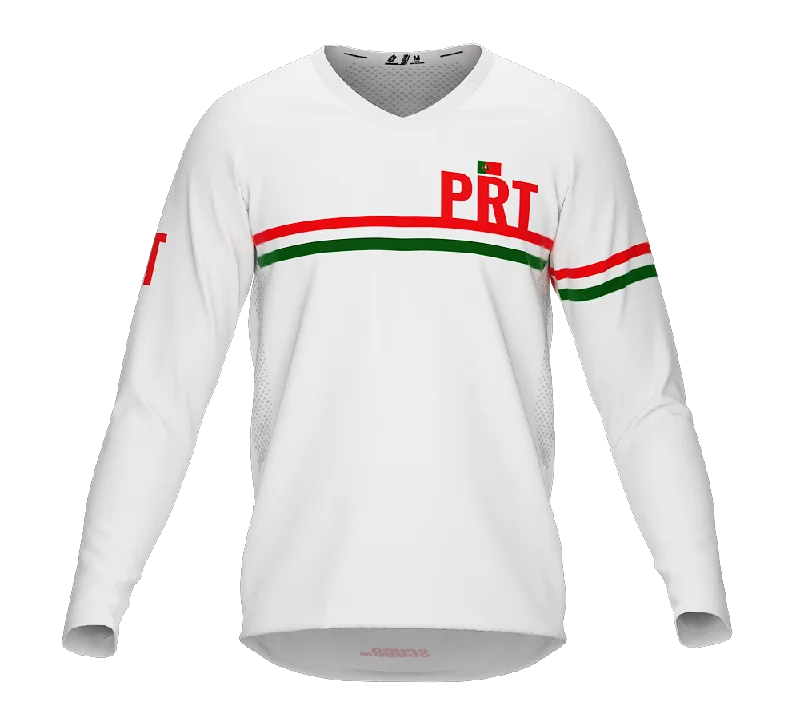 MTB BMX Cycling Jersey Long Sleeve Code Portugal White for Men and Women