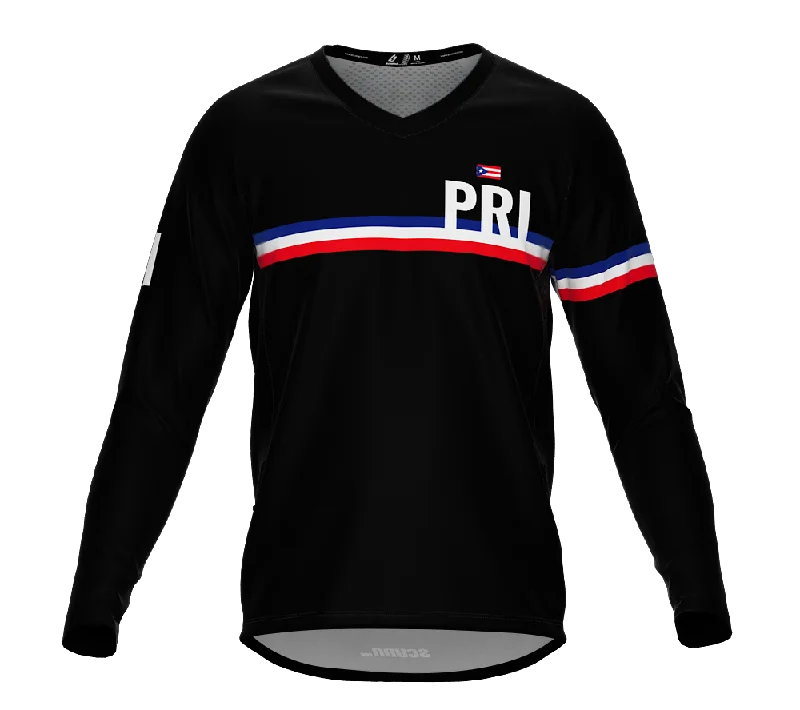 MTB BMX Cycling Jersey Long Sleeve Code Puerto Rico Black for Men and Women