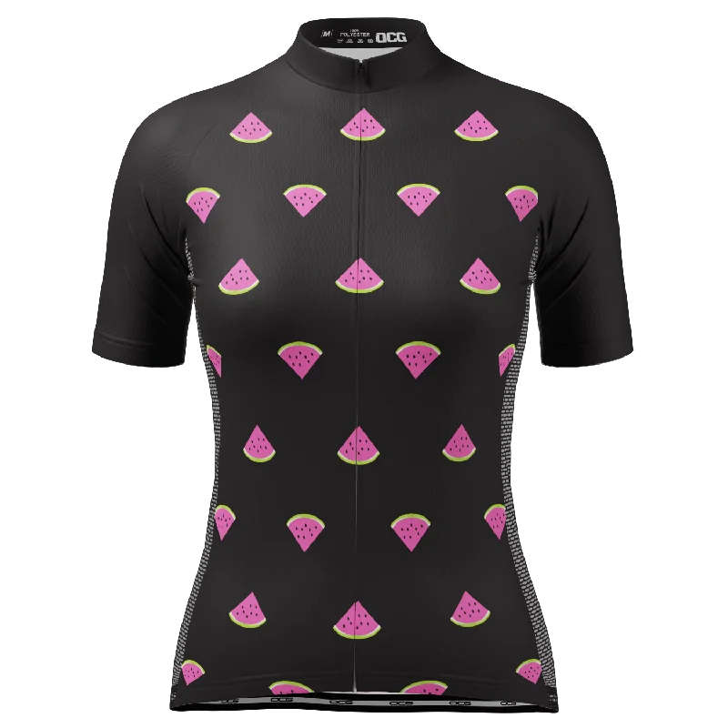 Women's Watermelon Black Short Sleeve Cycling Jersey