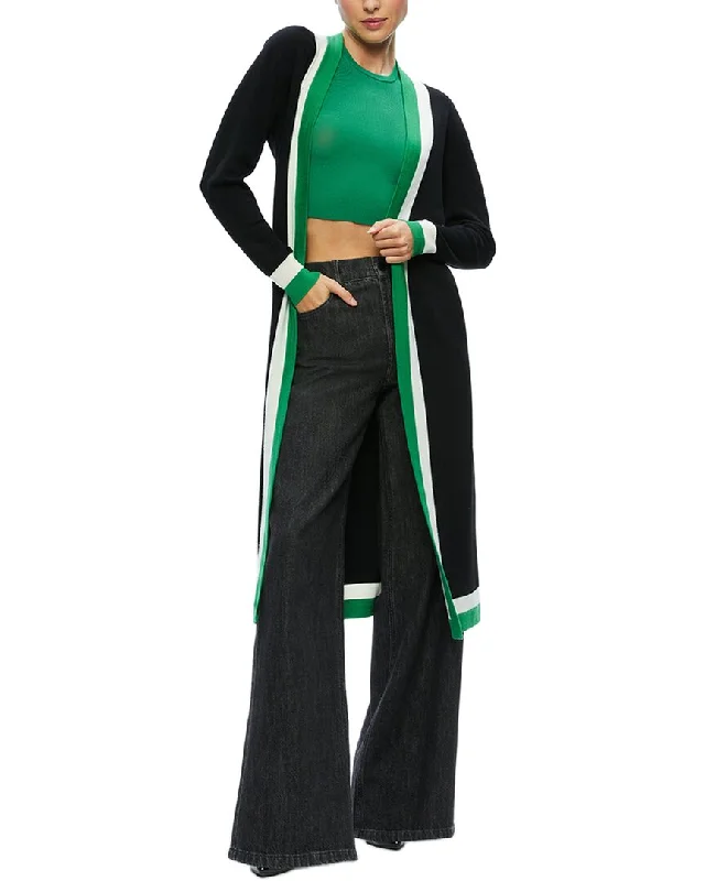 lightweight women cardigan for spring and fallalice + olivia Bradford Grandpa Trim Wool-Blend Cardigan