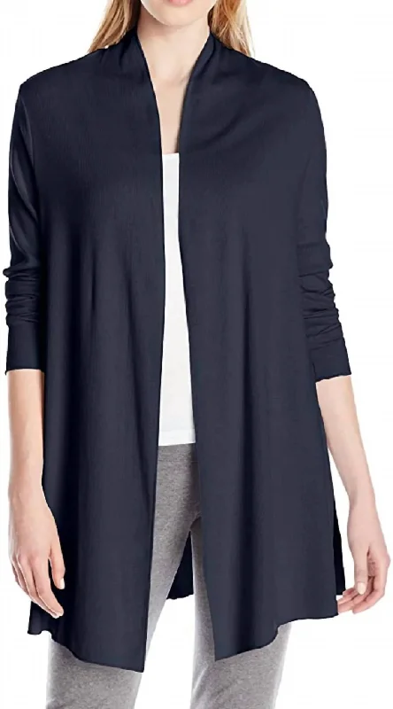 floral print women cardigan for a feminine touchAmelia Knit Cardigan In Navy Blue