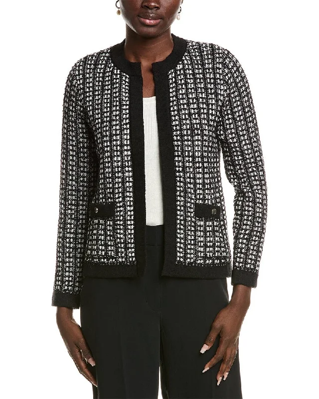cable knit women cardigan with intricate patternsAnne Klein Textured Cardigan