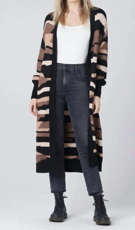 boyfriend style women cardigan for a relaxed fitArie Long Sleeve Cardigan Sweater In Black