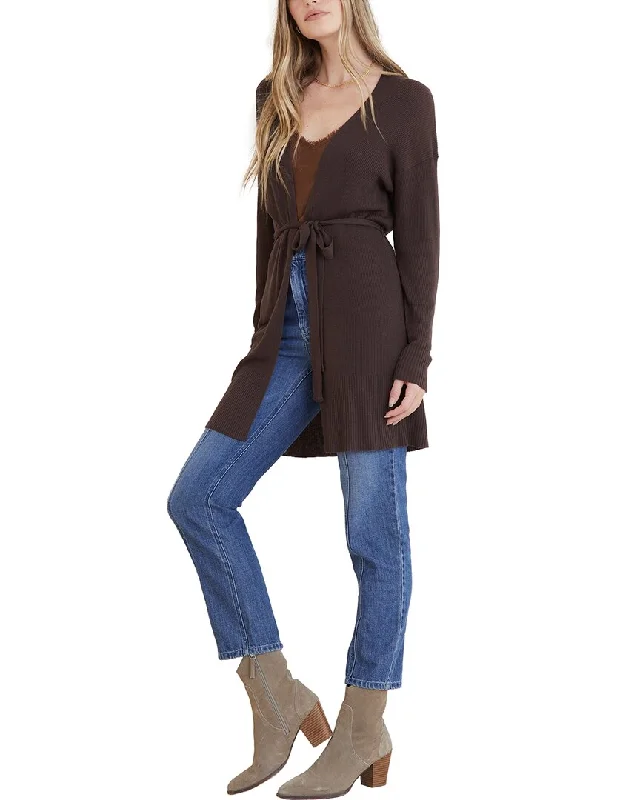 hooded women cardigan for added warmth and styleBella Dahl Rib Knit Belted Wool-Blend Cardigan