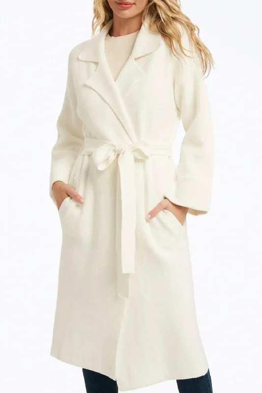 hooded women cardigan for added warmth and styleBelted Knit Cardigan In Cream