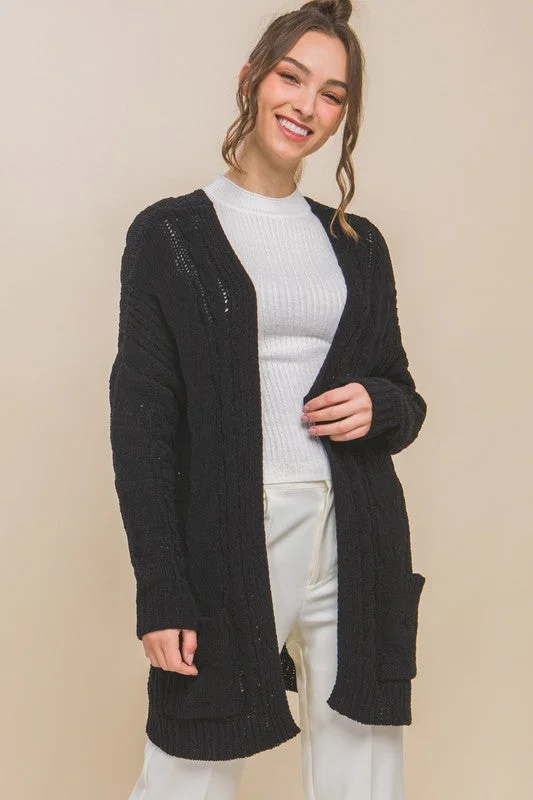 plus size women cardigan for comfortable layeringBlack Chinelle Cardigan