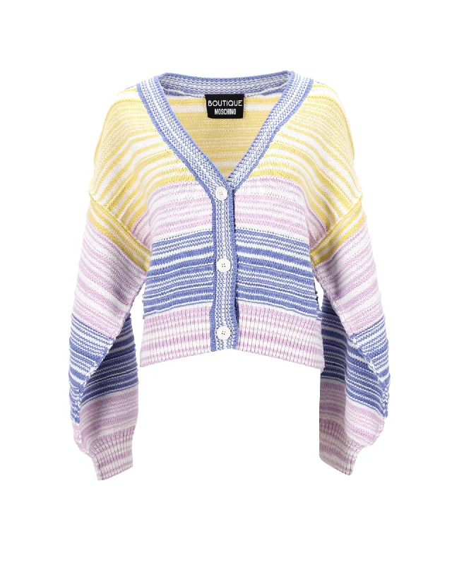 floral print women cardigan for a feminine touchBoutique Moschino Stripe Cardigan in Multicolor Cotton