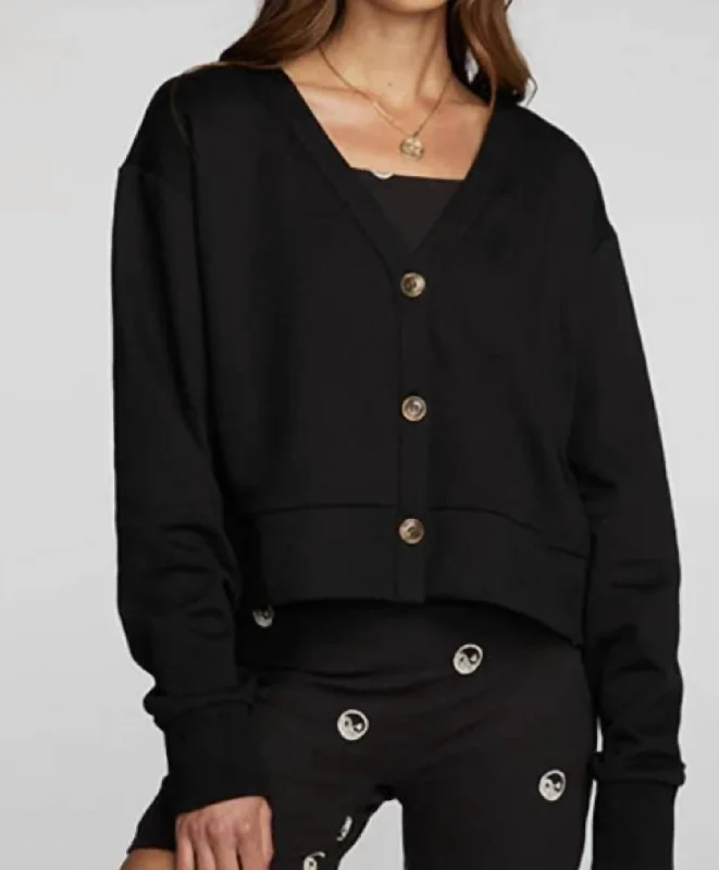 hand knitted women cardigan with artisanal charmBridge Cardigan In Black
