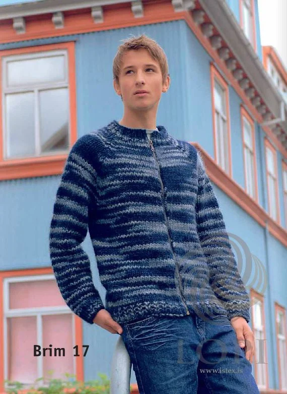 hand knitted women cardigan with artisanal charmBrim (Wave) Mens Wool Cardigan